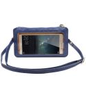 Universal Crazy Horse Texture Touch Screen Wallet Style PU Leather Shoulder Bag for Galaxy Note 8 & Mega 6.3, Huawei Mate 8 / Mate 7, etc. 6.3 inch Below(Dark Blue)