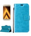 For Galaxy A3 (2017) / A320 Crazy Horse Texture Horizontal Flip PU Leather Case with Holder & Card Slots & Wallet & Photo Frame & Lanyard & Magnetic Buckle (Blue)