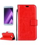 For Galaxy A5 (2017) / A520 Crazy Horse Texture Horizontal Flip PU Leather Case with Holder & Card Slots & Wallet & Photo Frame & Lanyard & Magnetic Buckle (Red)