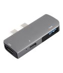 Double USB-C / Type-C to PD Port + USB 3.0 + HDMI Multifunctional Extension HUB Adapter