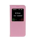 For Galaxy J5 (2017) (US Version) Litchi Texture Horizontal Flip Leather Case with Call Display ID(Pink)