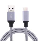 1m Wires Woven Metal Head USB-C / Type-C 3.1 to USB 3.0 Data / Charger Cable(Grey)
