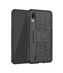 Shockproof  PC + TPU Tire Pattern Case for Galaxy M10, with Holder (Black)