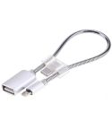 24cm 2A Micro USB to USB Aluminum Alloy Hose OTG Adapter Data Charging Cable with USB-C / Type-C Connector(Silver)
