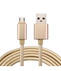 2m Woven Style Metal Head 84 Cores Micro USB to USB 2.0 Data / Charger Cable, For Samsung / Huawei / Xiaomi / Meizu / LG / HTC and Other Smartphones(Gold)