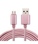 2m Woven Style Metal Head 84 Cores Micro USB to USB 2.0 Data / Charger Cable, For Samsung / Huawei / Xiaomi / Meizu / LG / HTC and Other Smartphones(Rose Gold)