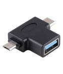 Multi-function USB 3.0 Female & USB-C / Type-C Male & Micro USB Male T-shape OTG Adapter