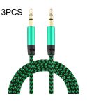 3 PCS K10 3.5mm Male to Male Nylon Braided Audio Cable, Length: 1m(Green)