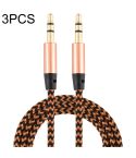 3 PCS K10 3.5mm Male to Male Nylon Braided Audio Cable, Length: 1m(Gold)