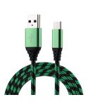 1m USB to USB-C / Type-C Nylon Weave Style Data Sync Charging Cable(Green)