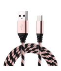 1m USB to USB-C / Type-C Nylon Weave Style Data Sync Charging Cable(Rose Gold)