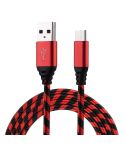 1m USB to USB-C / Type-C Nylon Weave Style Data Sync Charging Cable(Red)