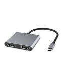 4 in 1 Multifunction USB-C / Type-C to PD USB-C / Type-C +USB 3.0+Dual HDMI HUB Docking Station (Grey)