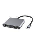 2 in 1 Multifunction USB-C / Type-C to Dual HDMI HUB Docking Station (Grey)