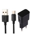 5V 2.1A Intelligent Identification USB Charger with 1m USB to USB-C / Type-C Charging Cable, EU Plug(Black)