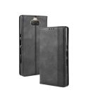 Magnetic Buckle Retro Texture Horizontal Flip Leather Case for Sony Xperia 10, with Holder & Card Slots & Wallet (Black)
