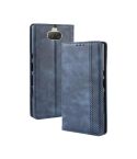 Magnetic Buckle Retro Texture Horizontal Flip Leather Case for Sony Xperia 10, with Holder & Card Slots & Wallet (Blue)