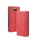Magnetic Buckle Retro Texture Horizontal Flip Leather Case for Sony Xperia 10, with Holder & Card Slots & Wallet (Red)