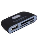 Micro SD + SD + USB 2.0 + Micro USB Port to Micro USB OTG Smart Card Reader Connection Kit with LED Indicator Light(Black)