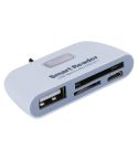 Micro SD + SD + USB 2.0 + Micro USB Port to Micro USB OTG Smart Card Reader Connection Kit with LED Indicator Light(White)