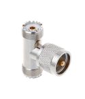 T-shape UHF Male PL259 To 2 UHF Female Adapter