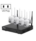 ESCAM WNK714 3.0 Million Pixels 4-channel HD Dome Camera NVR Wireless Monitoring Kit, US Plug