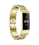 Diamond-studded Solid Stainless Steel Watch Band for Fitbit Charge 3(Gold)