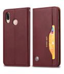 Knead Skin Texture Horizontal Flip Leather Case for Huawei Y6 (2019) / Y6 Pro(2019)/ Enjoy 9e, with Photo Frame & Holder & Card Slots & Wallet(Wine Red)