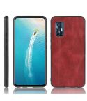 For vivo V19 (Indonesia) Shockproof Sewing Cow Pattern Skin PC + PU + TPU Case(Red)