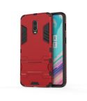 Shockproof PC + TPU Case with Holder for OnePlus 7 / 6T(Red)