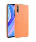 For Huawei Y8p Shockproof Crocodile Texture PC + PU Case(Orange)