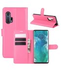 For Motorola Edge+ Litchi Texture Horizontal Flip Protective Case with Holder & Card Slots & Wallet(Rose red)