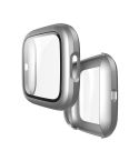 For Fitbit Versa 2 Fuel injection Frosted PC Shell + Tempered Glass Film(Silver)