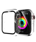 For Apple Watch Series 6 & SE & 5 & 4 44mm Glitter Powder PC + Tempered Glass Screen Film Integrated Case(Silver)