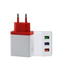 2A 3 USB PortsTravel Charger, EU Plug(Red)
