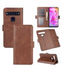 For TCL 10L Dual-side Magnetic Buckle Horizontal Flip Leather Case with Holder & Card Slots & Wallet(Brown)