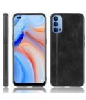 For Oppo Reno4 Shockproof Sewing Cow Pattern Skin PC + PU + TPU Case(Black)