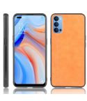For Oppo Reno4 Shockproof Sewing Cow Pattern Skin PC + PU + TPU Case(Orange)