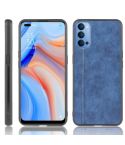 For Oppo Reno4 Shockproof Sewing Cow Pattern Skin PC + PU + TPU Case(Blue)