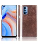For Oppo Reno4 Shockproof Litchi Texture PC + PU Case(Brown)
