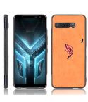 For Asus ZS661KS/ ROG Phone 3 Strix Shockproof Sewing Cow Pattern Skin PC + PU + TPU Case(Orange)