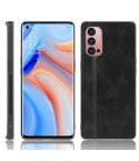 For Oppo Reno4 Pro Shockproof Sewing Cow Pattern Skin PC + PU + TPU Case(Black)
