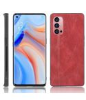 For Oppo Reno4 Pro Shockproof Sewing Cow Pattern Skin PC + PU + TPU Case(Red)