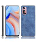 For Oppo Reno4 Pro Shockproof Sewing Cow Pattern Skin PC + PU + TPU Case(Blue)