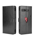 For Asus ROG Phone 3 ZS661KS Retro Crazy Horse Texture Horizontal Flip Leather Case , with Holder & Card Slots & Photo Frame(Black)
