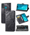 For Huawei Honor 9X Lite Butterfly Love Flower Embossed Horizontal Flip Leather Case with Bracket / Card Slot / Wallet / Lanyard(Black)