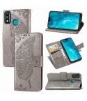 For Huawei Honor 9X Lite Butterfly Love Flower Embossed Horizontal Flip Leather Case with Bracket / Card Slot / Wallet / Lanyard(Gray)