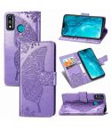For Huawei Honor 9X Lite Butterfly Love Flower Embossed Horizontal Flip Leather Case with Bracket / Card Slot / Wallet / Lanyard(Lighte Purple)