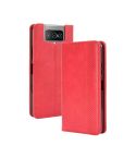 For Asus Zenfone 7 ZS670KS/Zenfone 7 Pro ZS671KS Magnetic Buckle Retro Crazy Horse Texture Horizontal Flip Leather Case  , with Holder & Card Slots & Photo Frame(Red)
