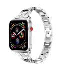 X-shaped Diamond-studded Solid Stainless Steel Wrist Strap Watch Band for Apple Watch Series 3 & 2 & 1 42mm(Silver)